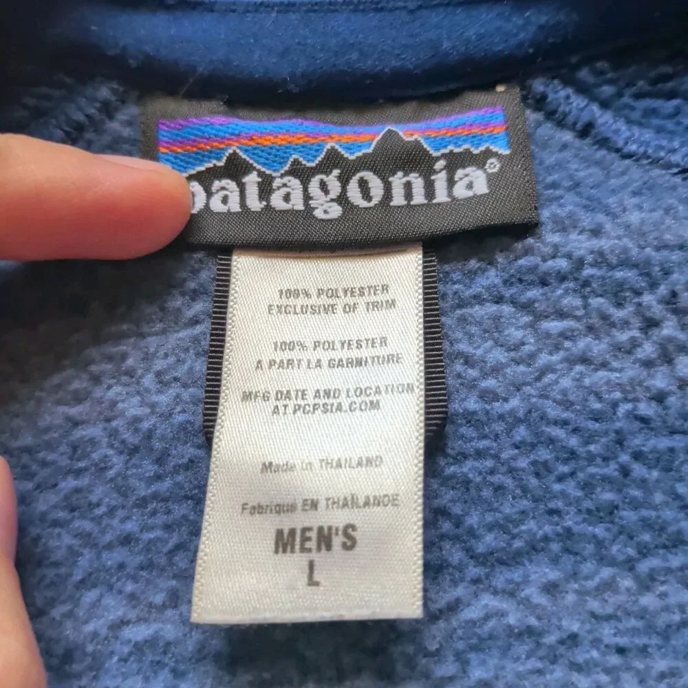 Mens PATAGONIA Blue Striped 1/2 Zip BETTER SWEATER Fleece Pullover Jacket Large